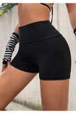 Kadın Siyah Yüksek Bel Spor Şort - Bel Kontrolü Olan Yoga Koşu Fitness Şortları